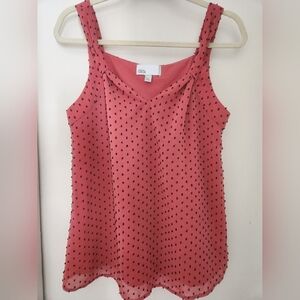 New Nordstrom Rack Women's Tank Top Coral With Bk Dots Size S